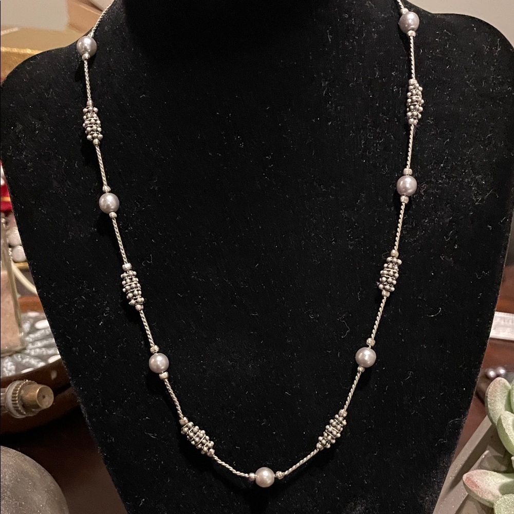 Elegant Silver Beaded Necklace